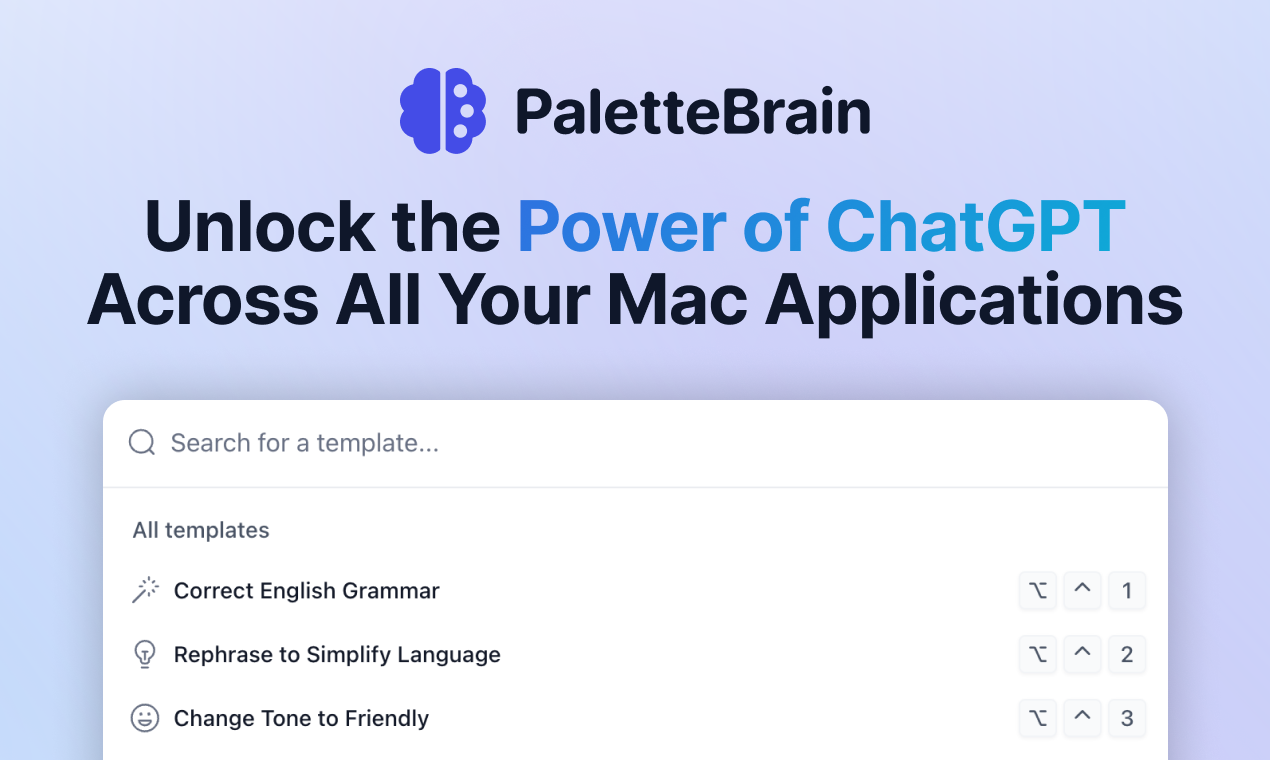 Media PaletteBrain - Sử dụng chatgpt trên tất cả các ứng dụng của bạn, sử dụng phím tắt 2