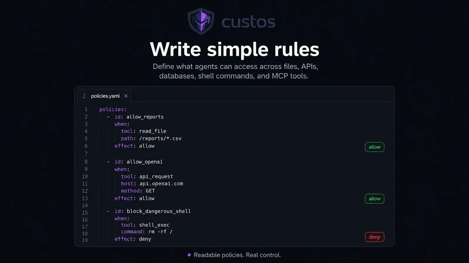 Custos — The bouncer for your AI agents screenshot 3