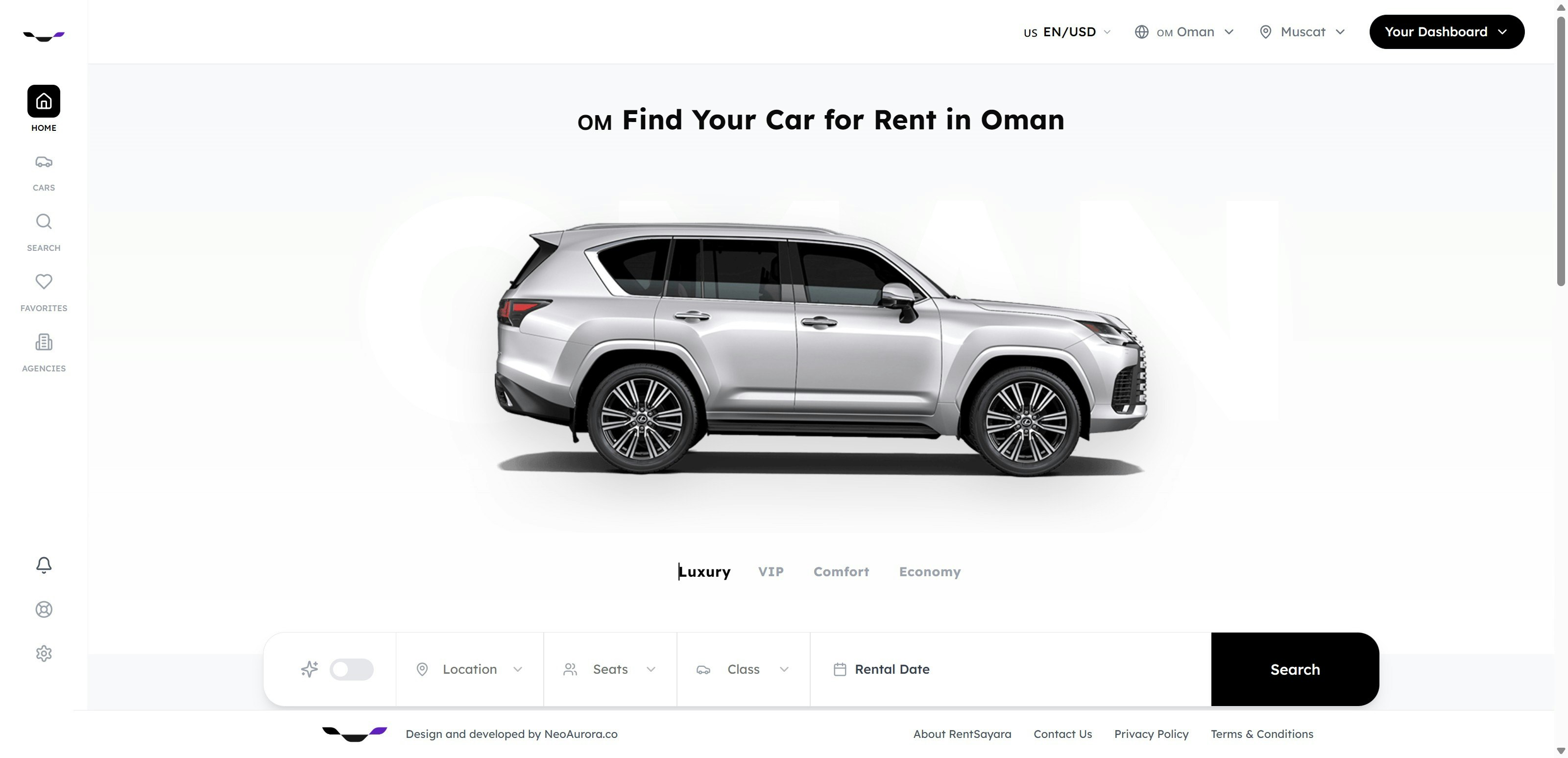 Rent Sayara - Main product screenshot demonstrating key features and user interface