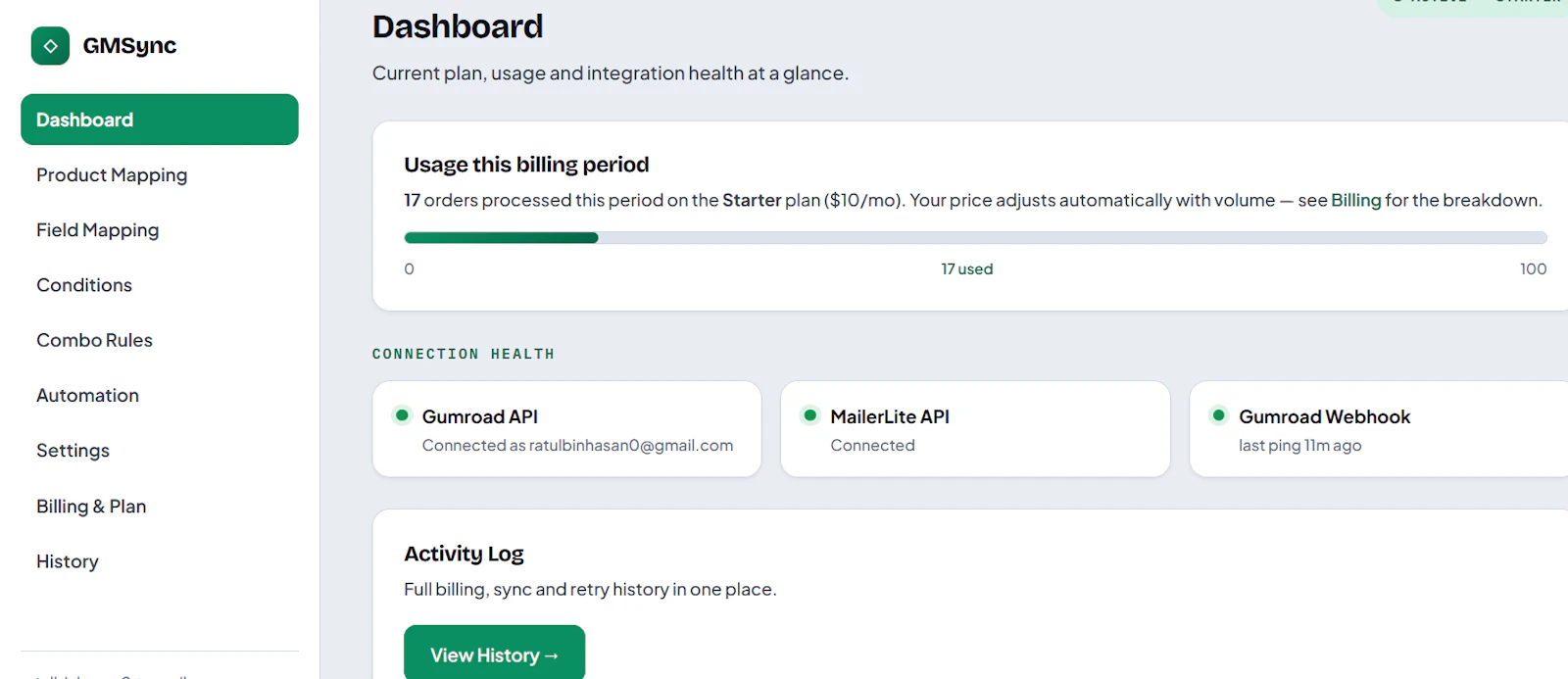 Gumroad Mailerlite Integration screenshot 1