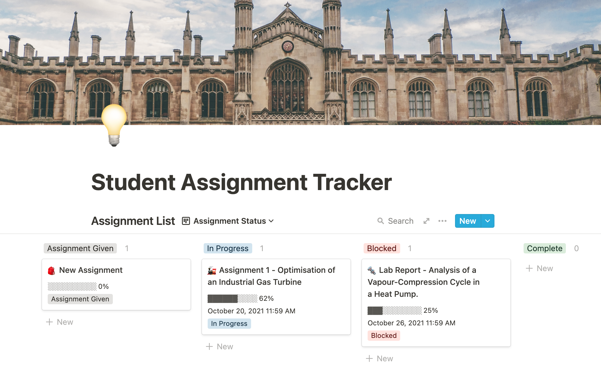 Student Assignment Tracker with Notion.