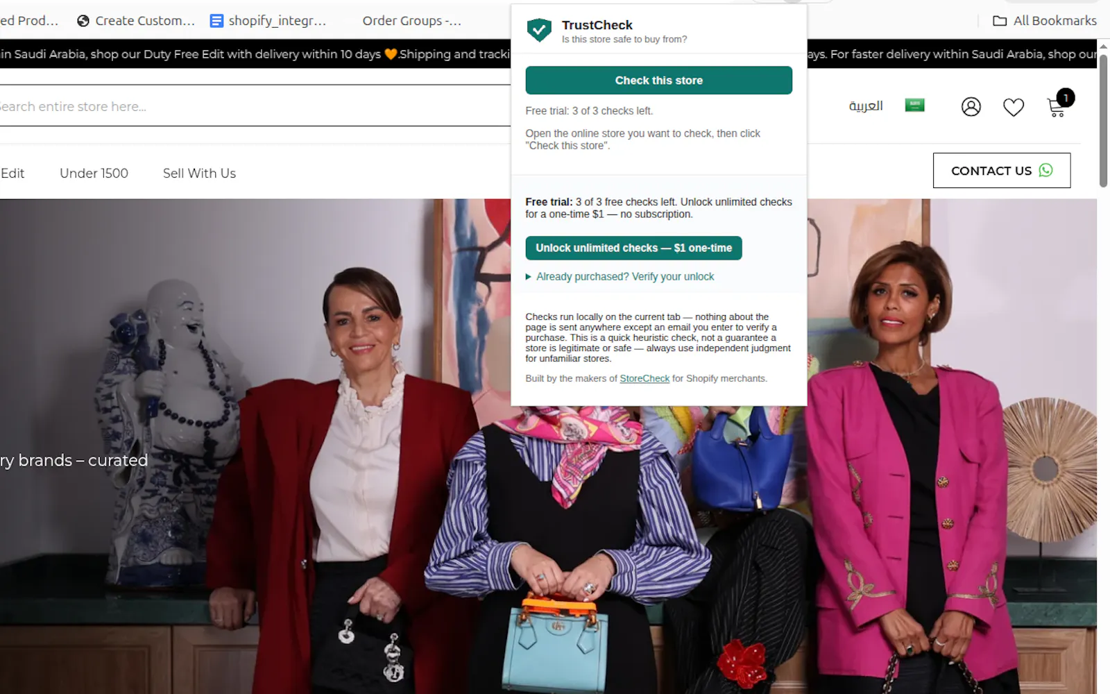 Trust Check Ecommerce Chrome extension screenshot 2