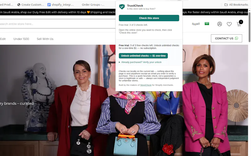 Trust Check Ecommerce Chrome extension screenshot 2