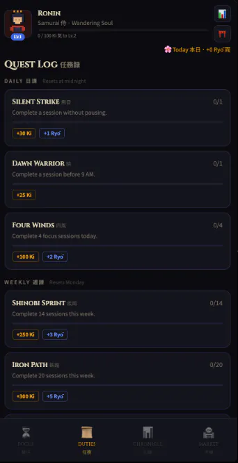 A Pomodoro timer levels up your samurai gallery image