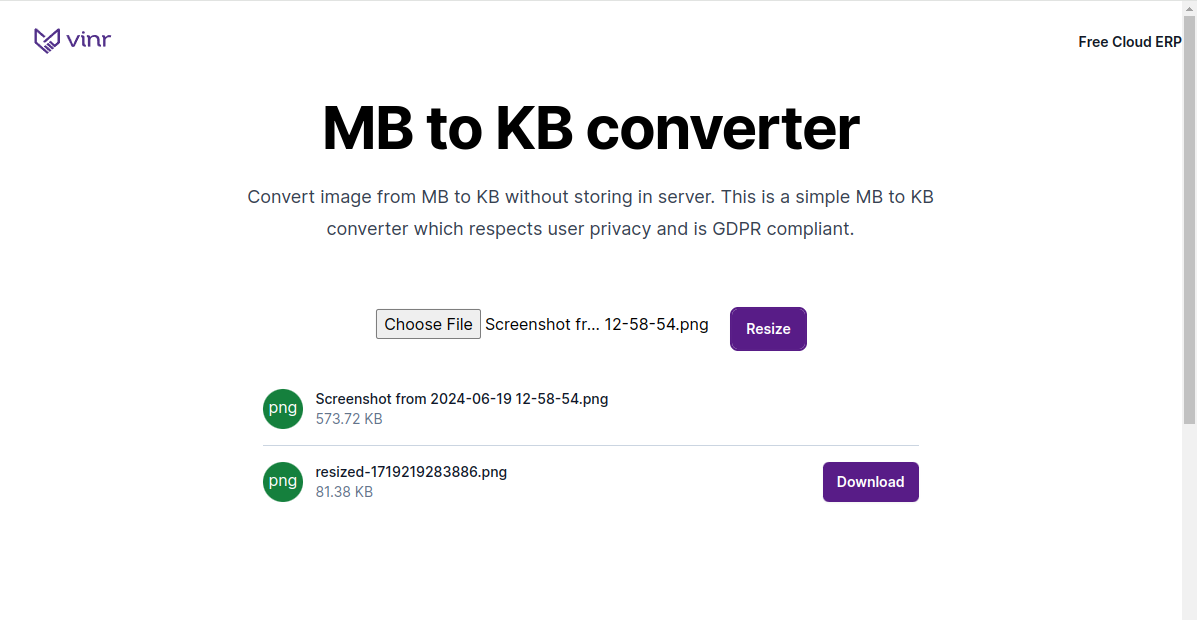 وسائط MB إلى KB Converter - تحويل الصورة من MB إلى KB دون تخزين في الخادم. 1
