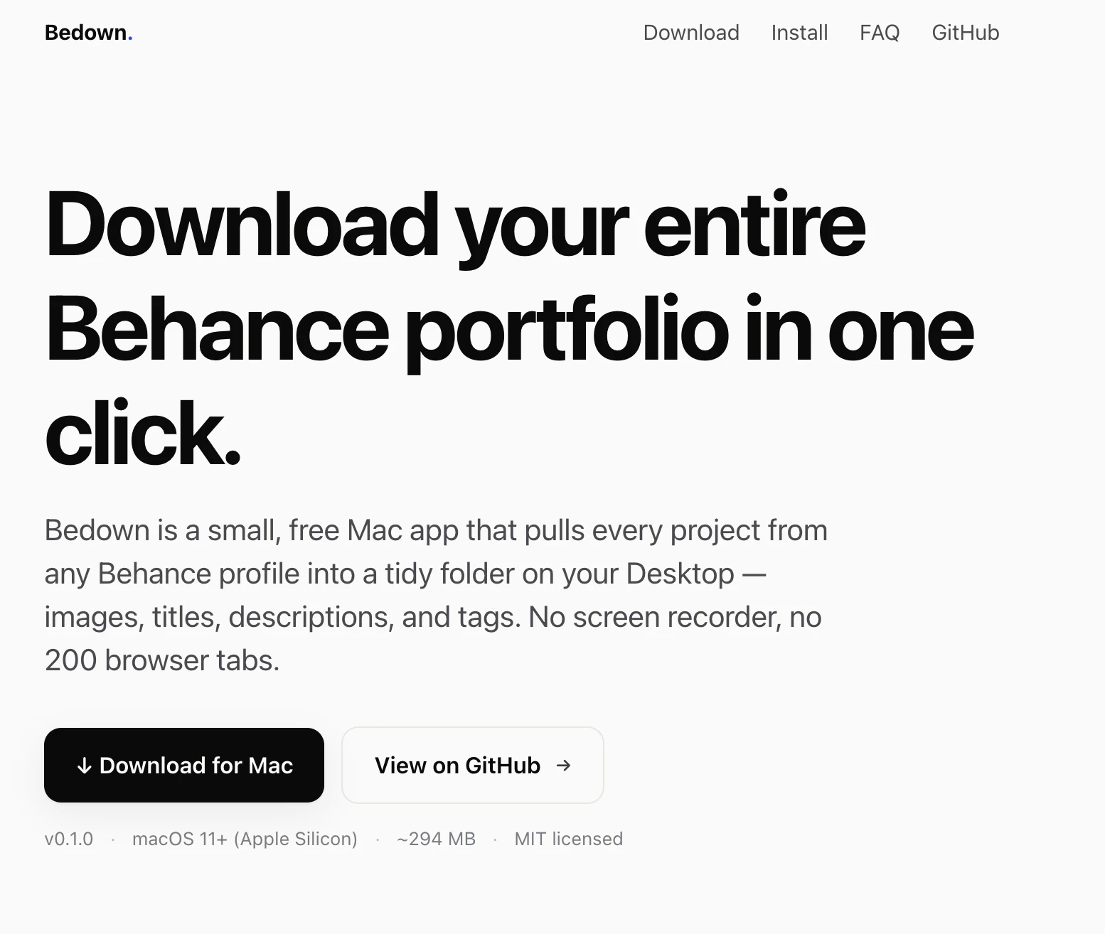 Bedown - Download your Behance portfolio 대표 미리보기