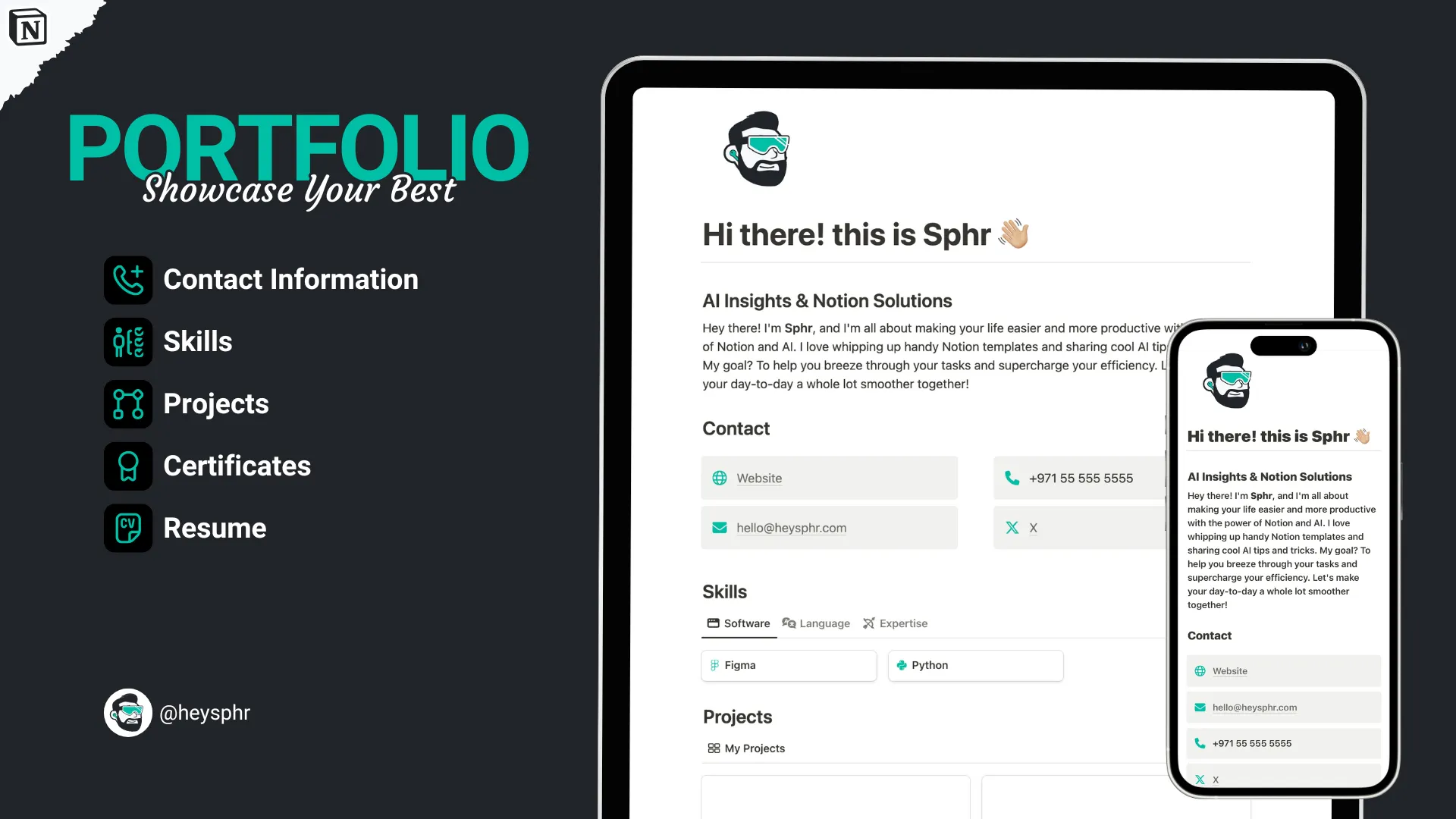 Notion Personal Portfolio Template gallery image