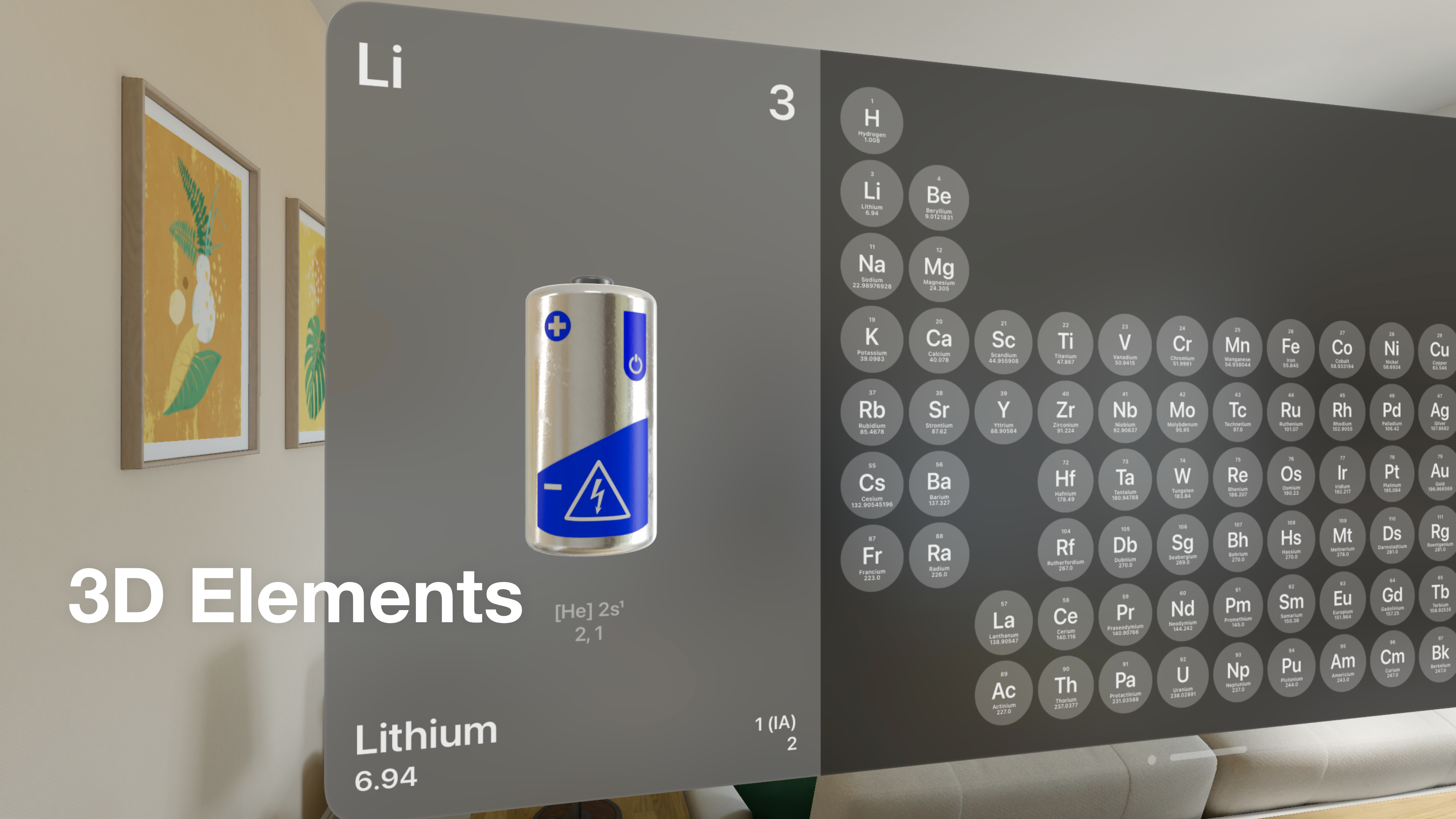 Apple Vision Pro 용 3D주기 테이블 - 주기적 테이블 화학 2024 App |휴고 피논 미디어 5