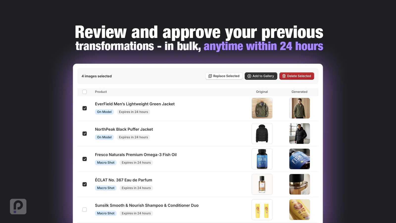 Phora AI Product Image Editor (Shopify) - Main product screenshot demonstrating key features and user interface