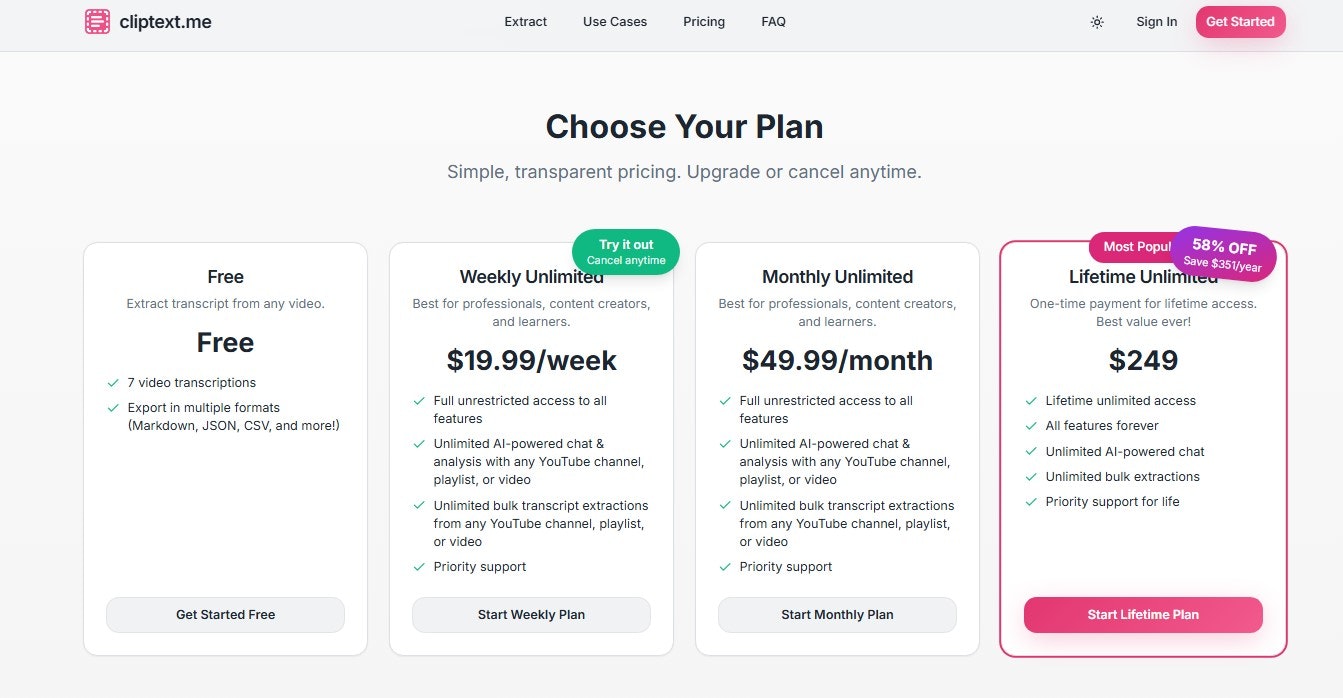 Cliptext.me - Youtube transcription tool gallery image