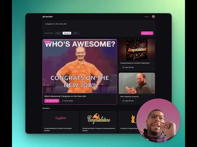 GIF Decider · the right GIF, decided gallery image