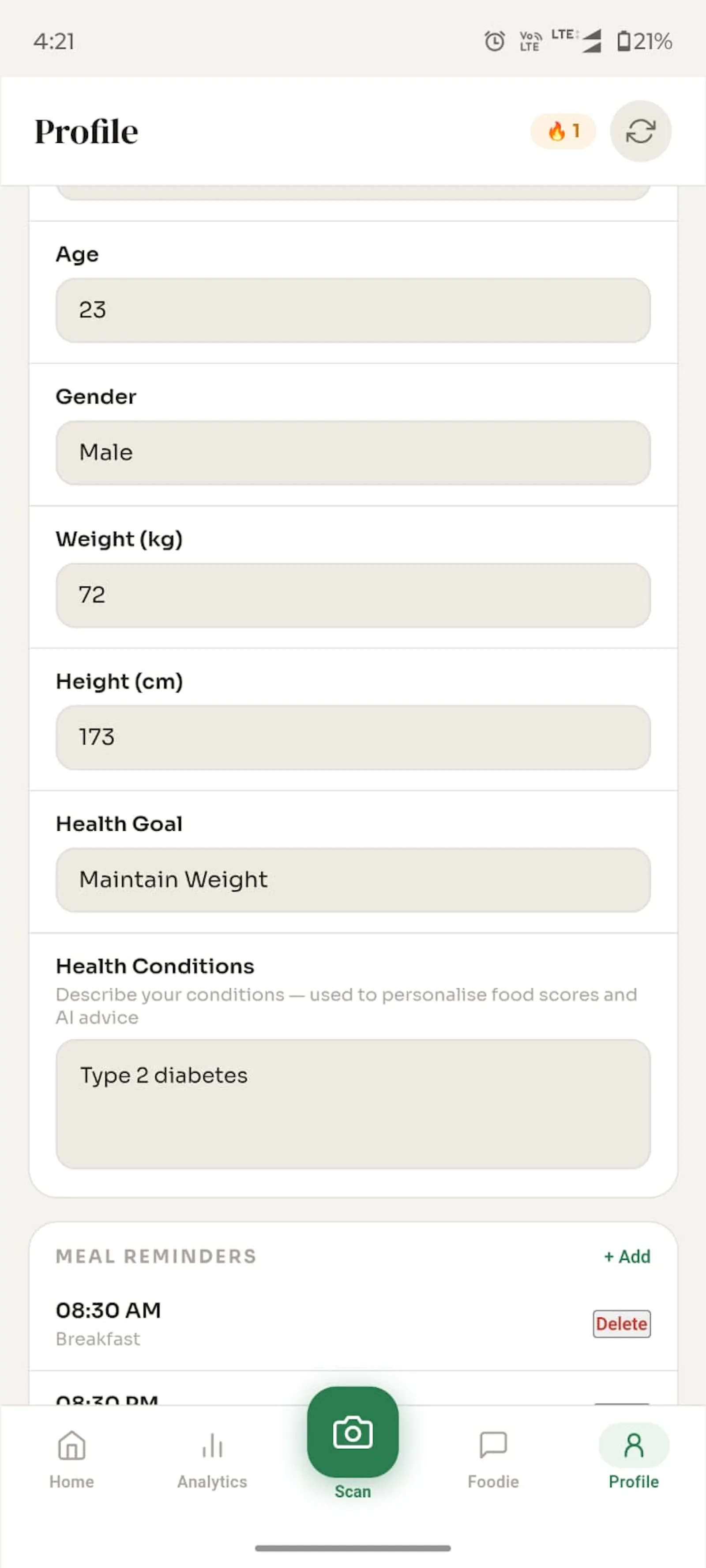 FoodTrack screenshot 3