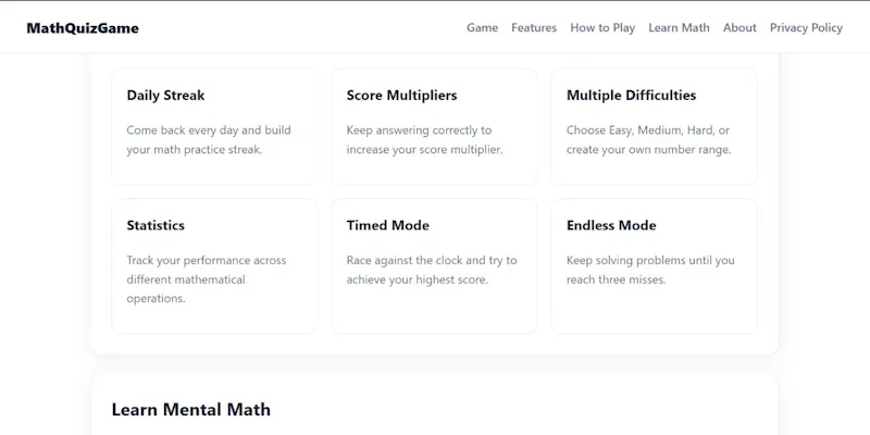 MathQuizGame screenshot 1