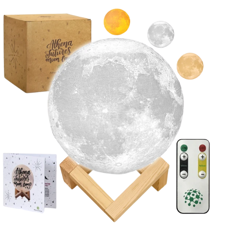 Moon Lamp 3d Printed 5.9 in, 3 Colors