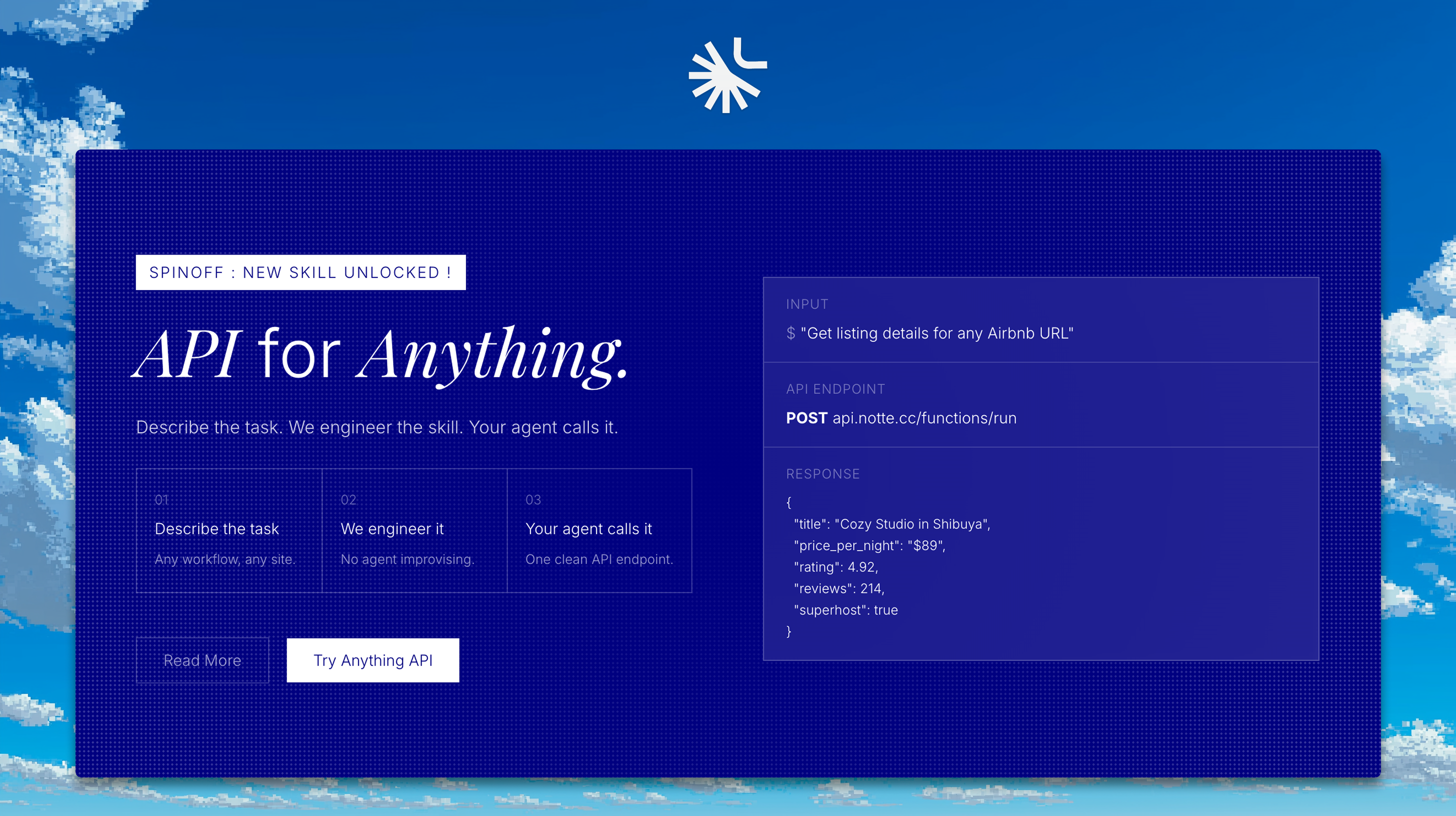 Anything API - Main product screenshot demonstrating key features and user interface