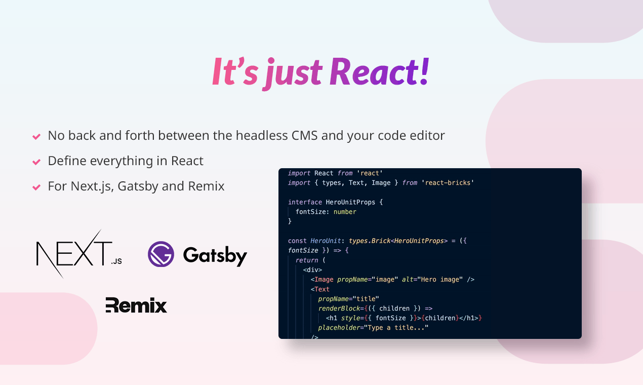 Média Réagir les briques - CMS avec édition visuelle basée sur les composants React 3