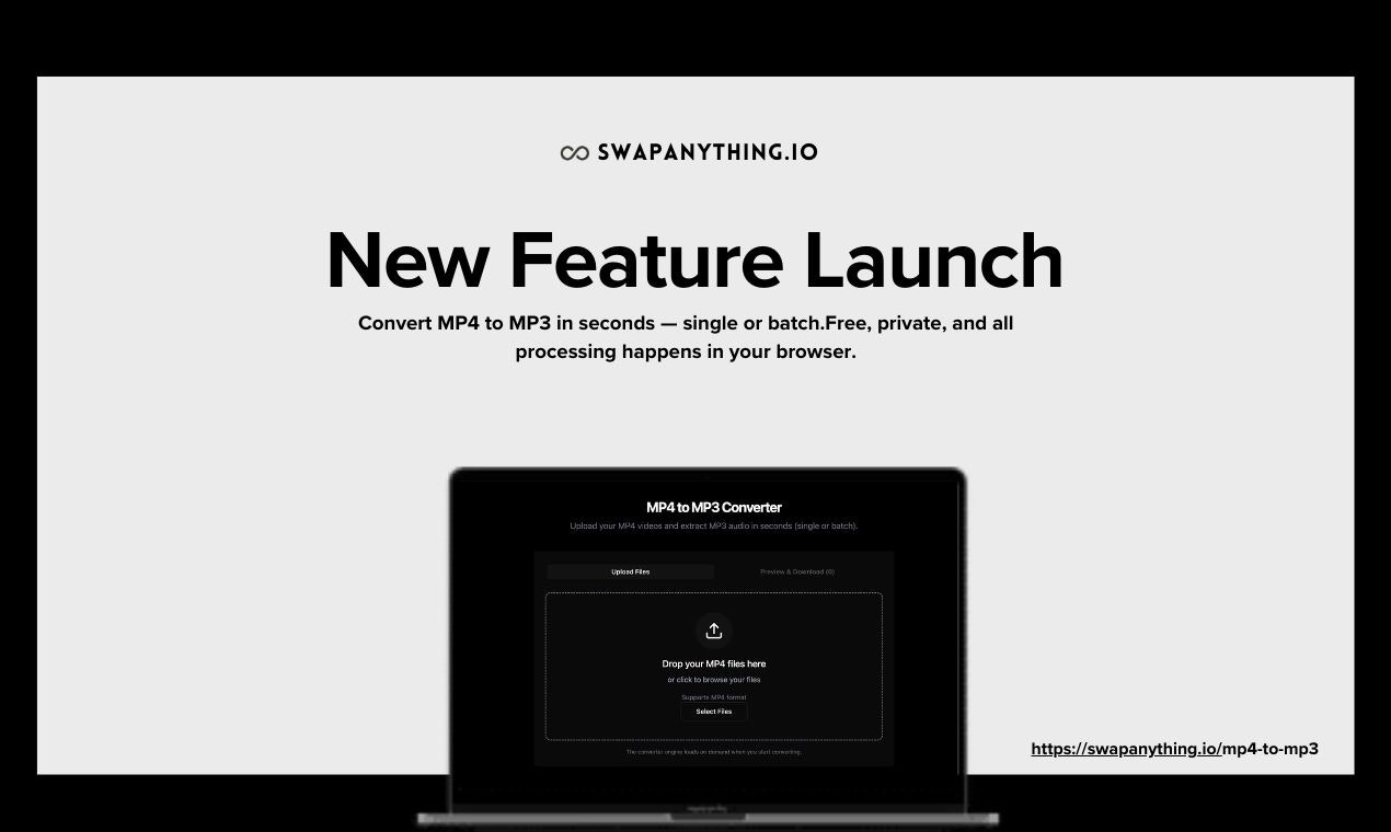 SwapAnything.io – MP4 to MP3 Converter - Screenshot 2 showing product features and functionality