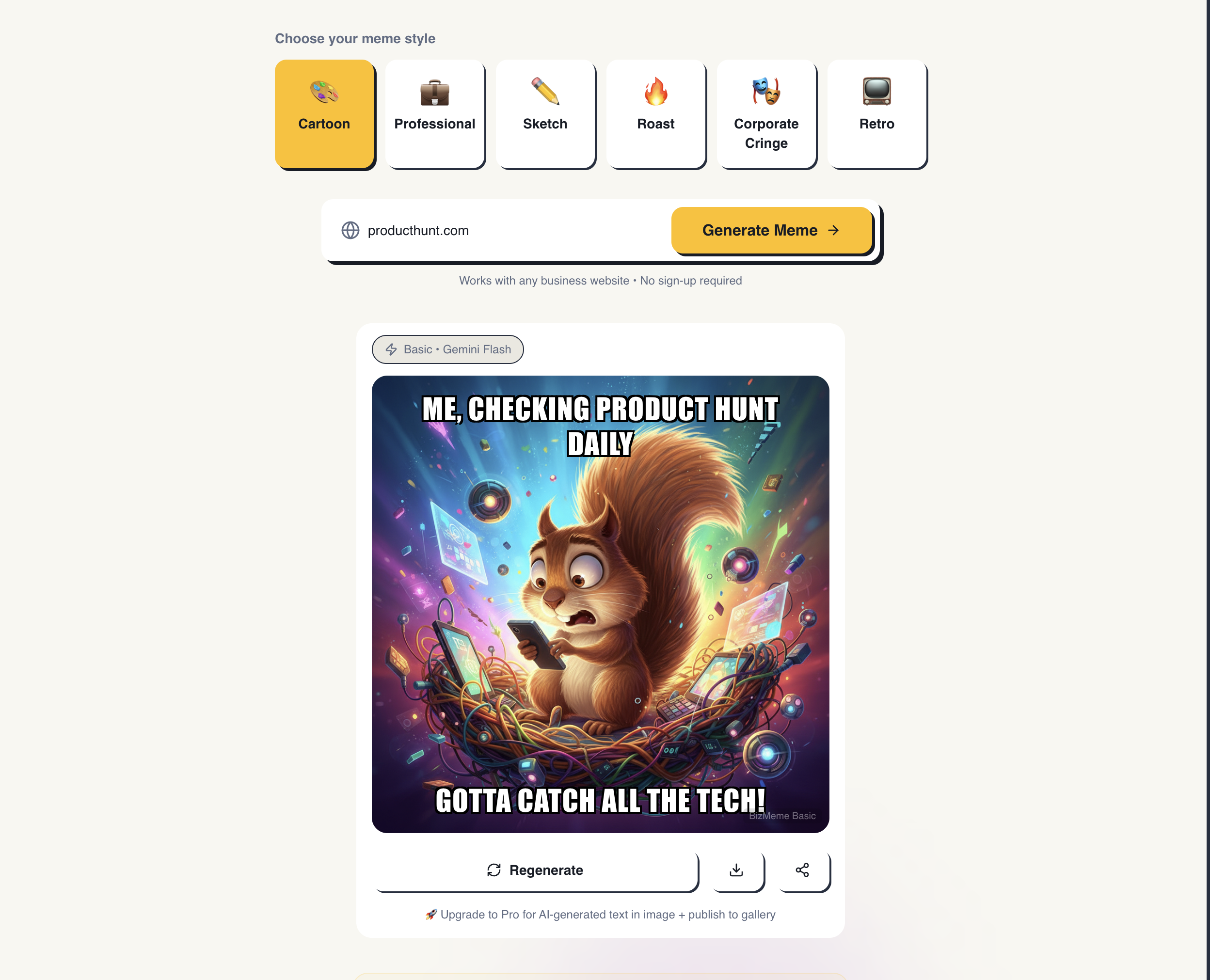MemeMVP - Screenshot 2 showing product features and functionality