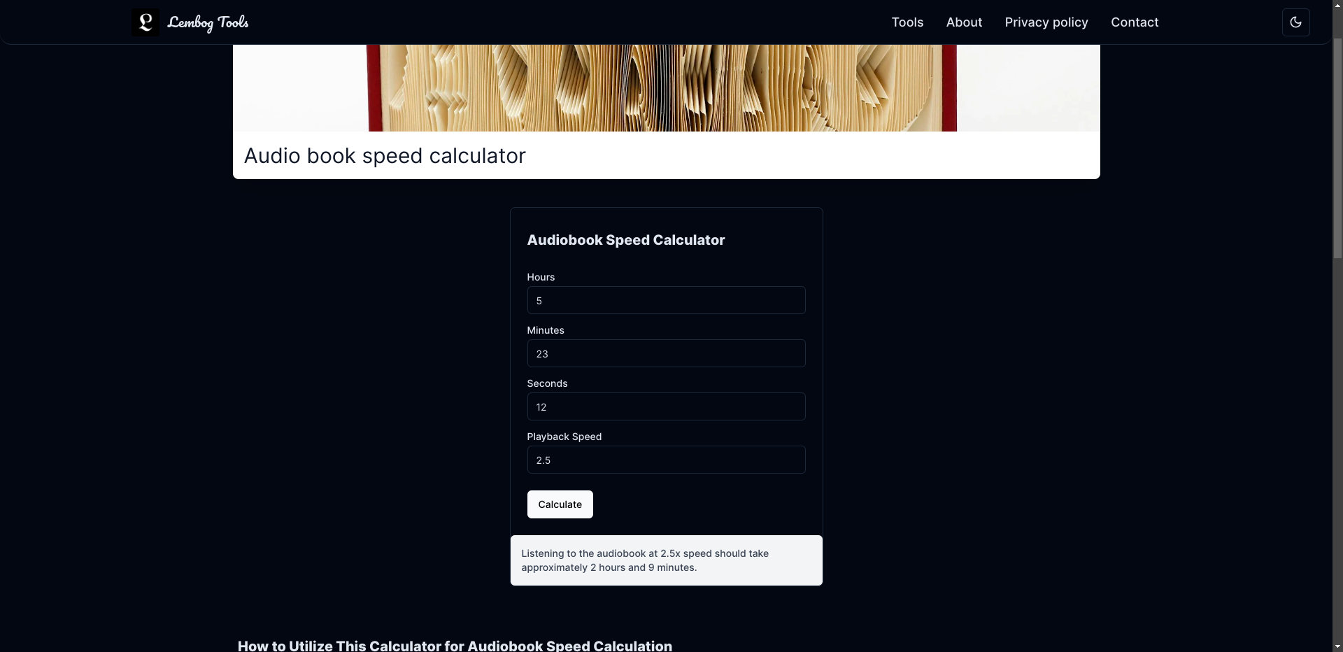 Média Calculatrice de vitesse de cuisine audio - Calculez le temps de jeu des livres audio ... 1