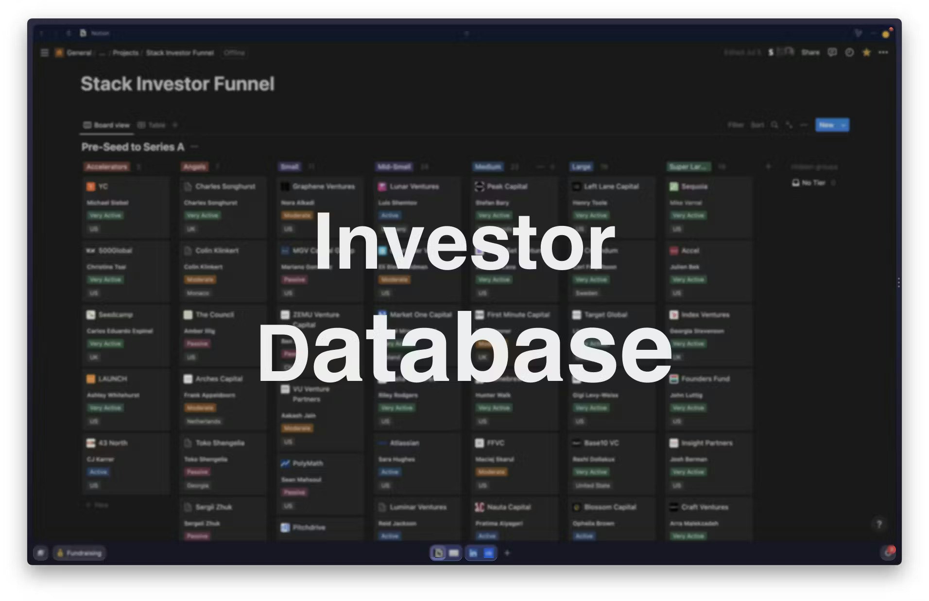 Banco de dados de investidores