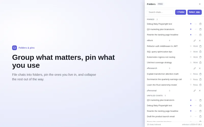 Folders & Bulk Delete for Claude screenshot 4