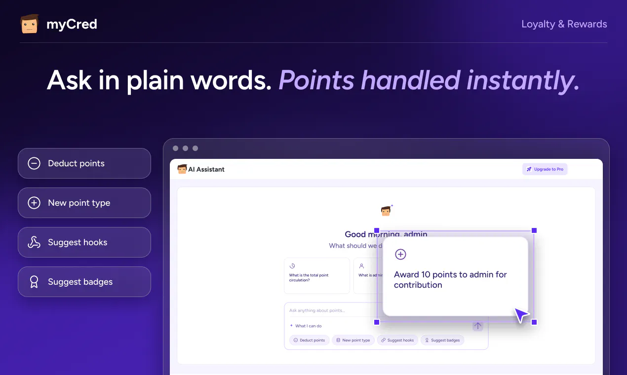 myCred 4.0: AI-Powered Loyalty Plugin gallery image