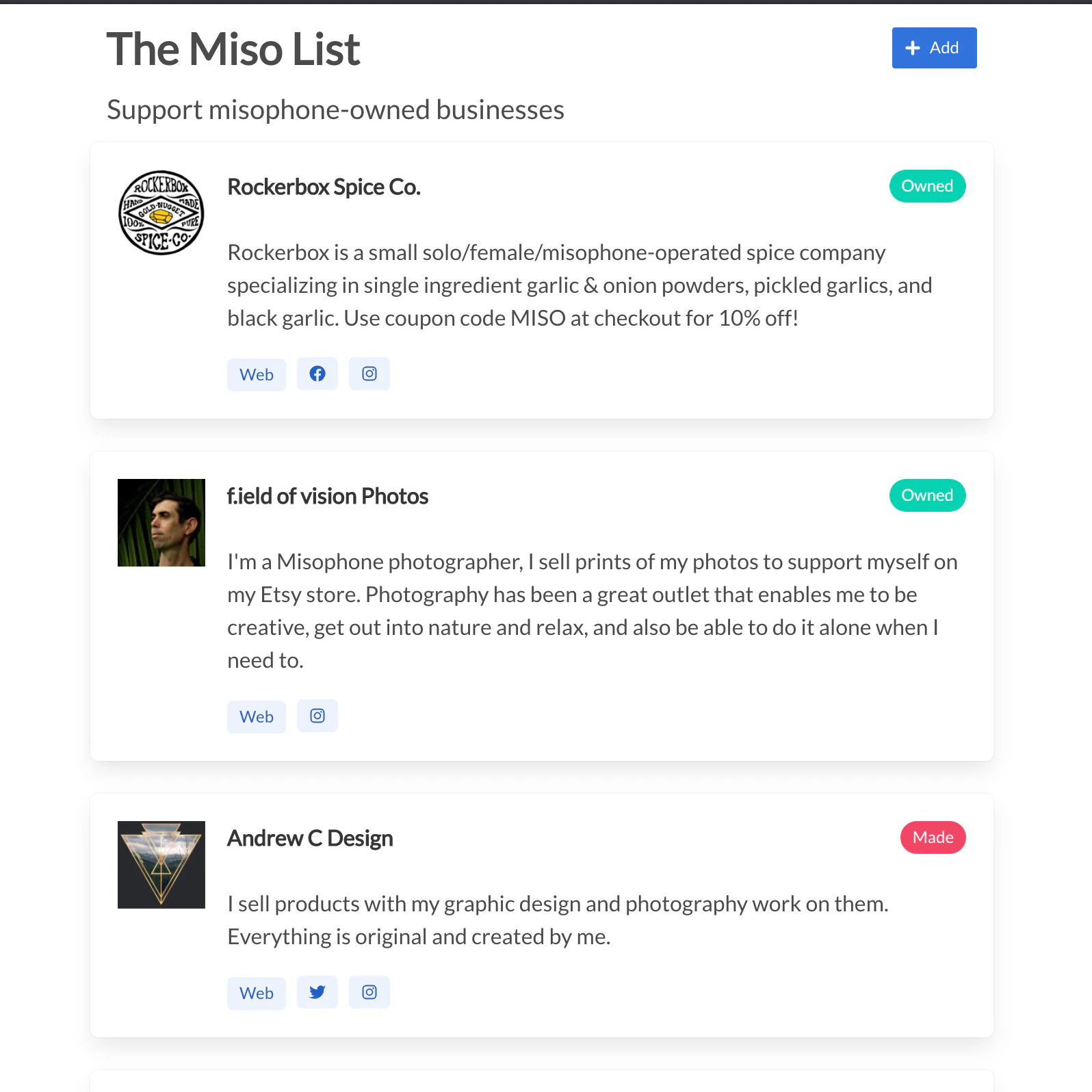 The Miso List