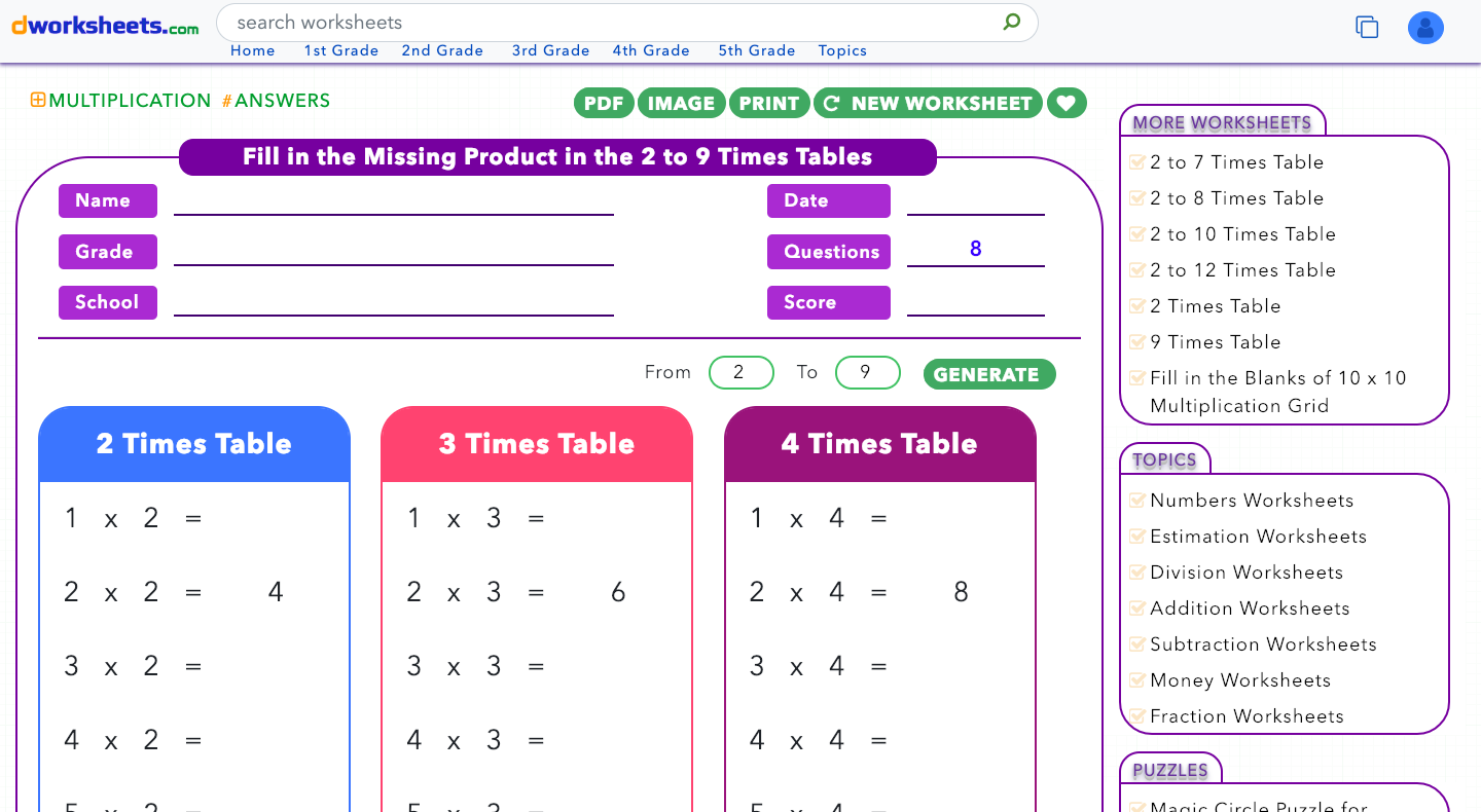 Dworksheets gallery image