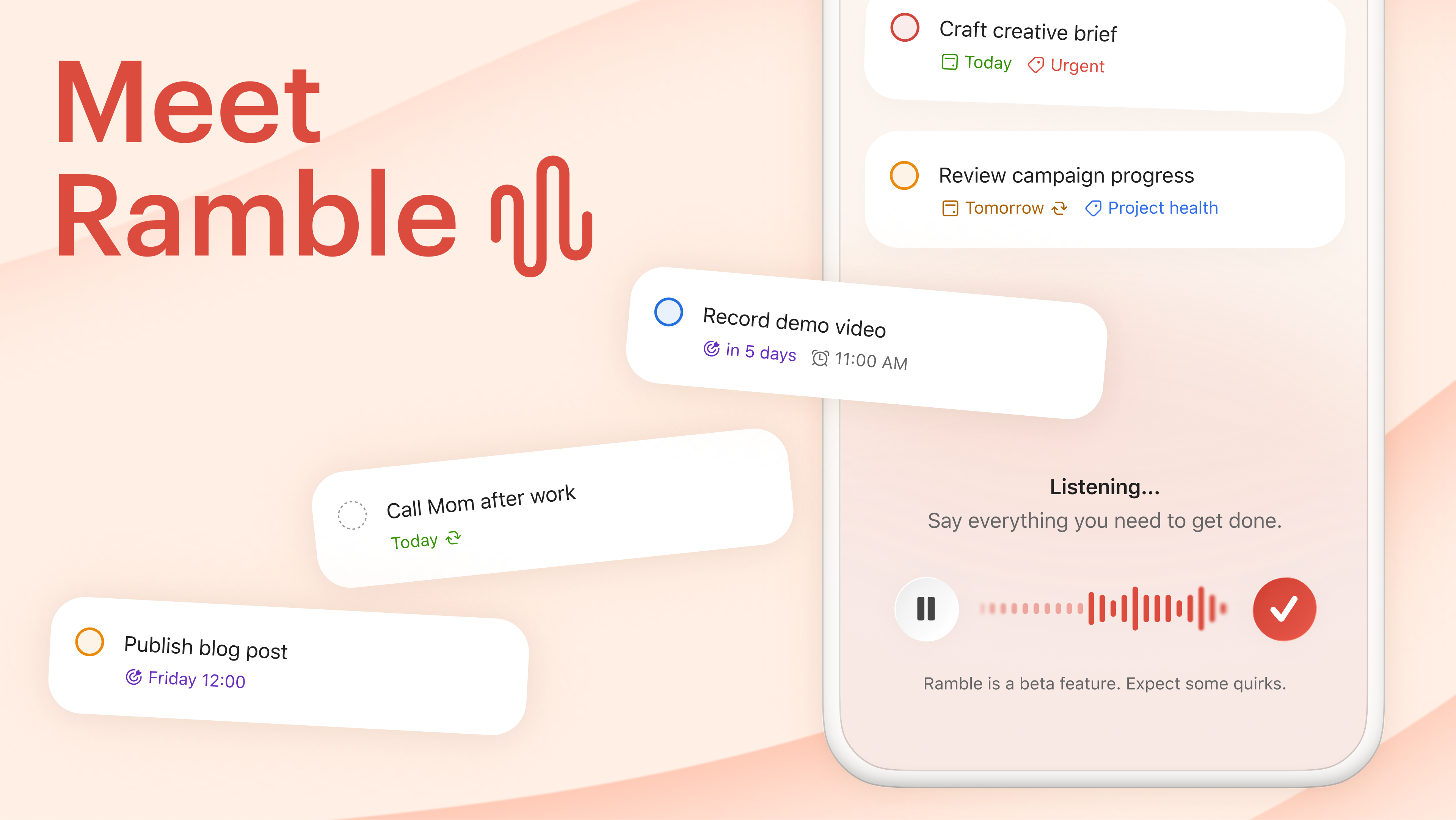 Ramble by Todoist - Main product screenshot demonstrating key features and user interface