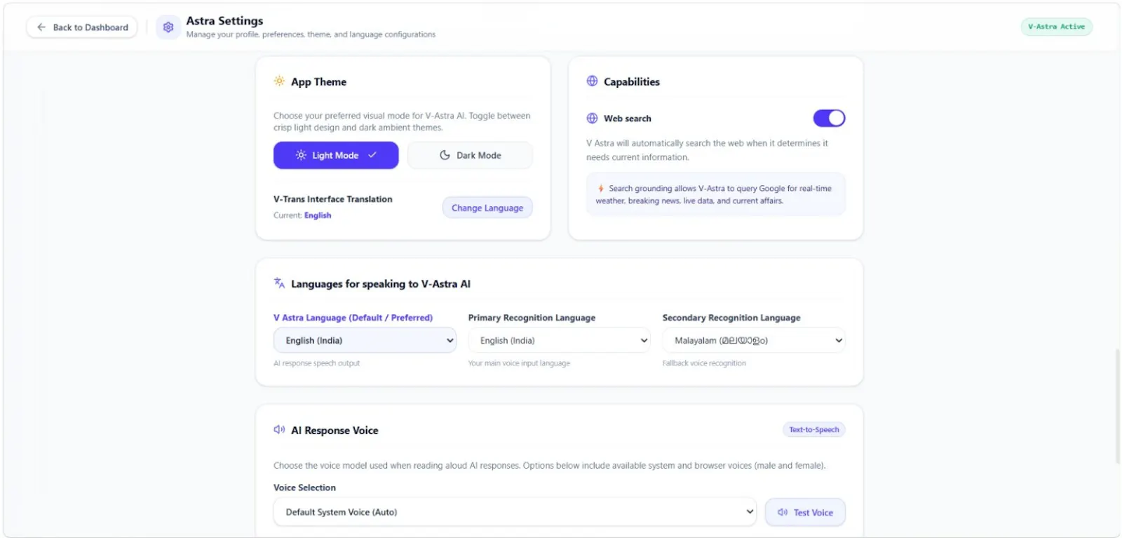 V Astra AI : Smart Assistant & Workspace screenshot 1