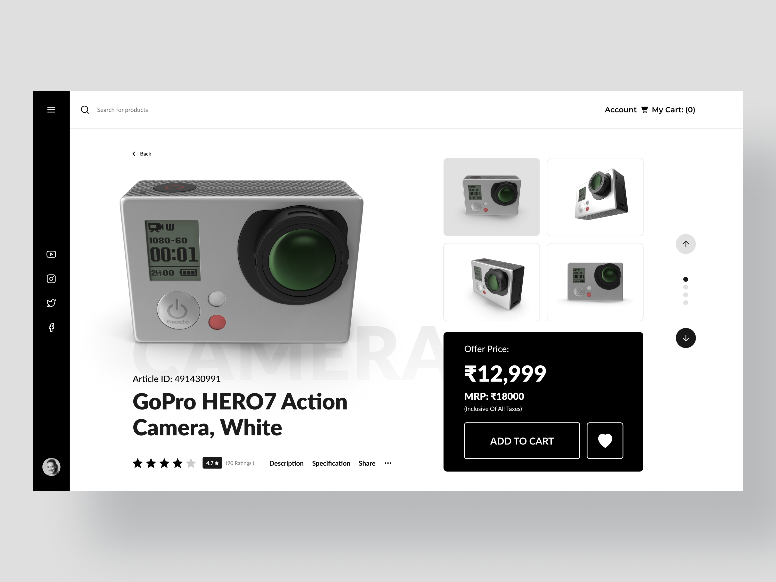 Web Design UI Kit  - Action Camera
