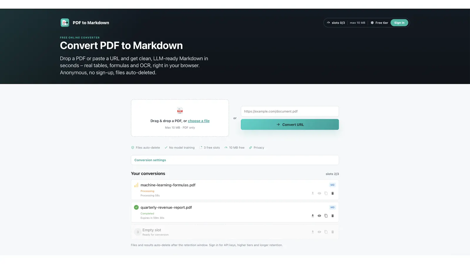 PDF to Markdown screenshot 2