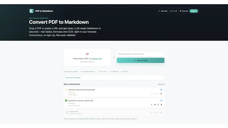 PDF to Markdown screenshot 2