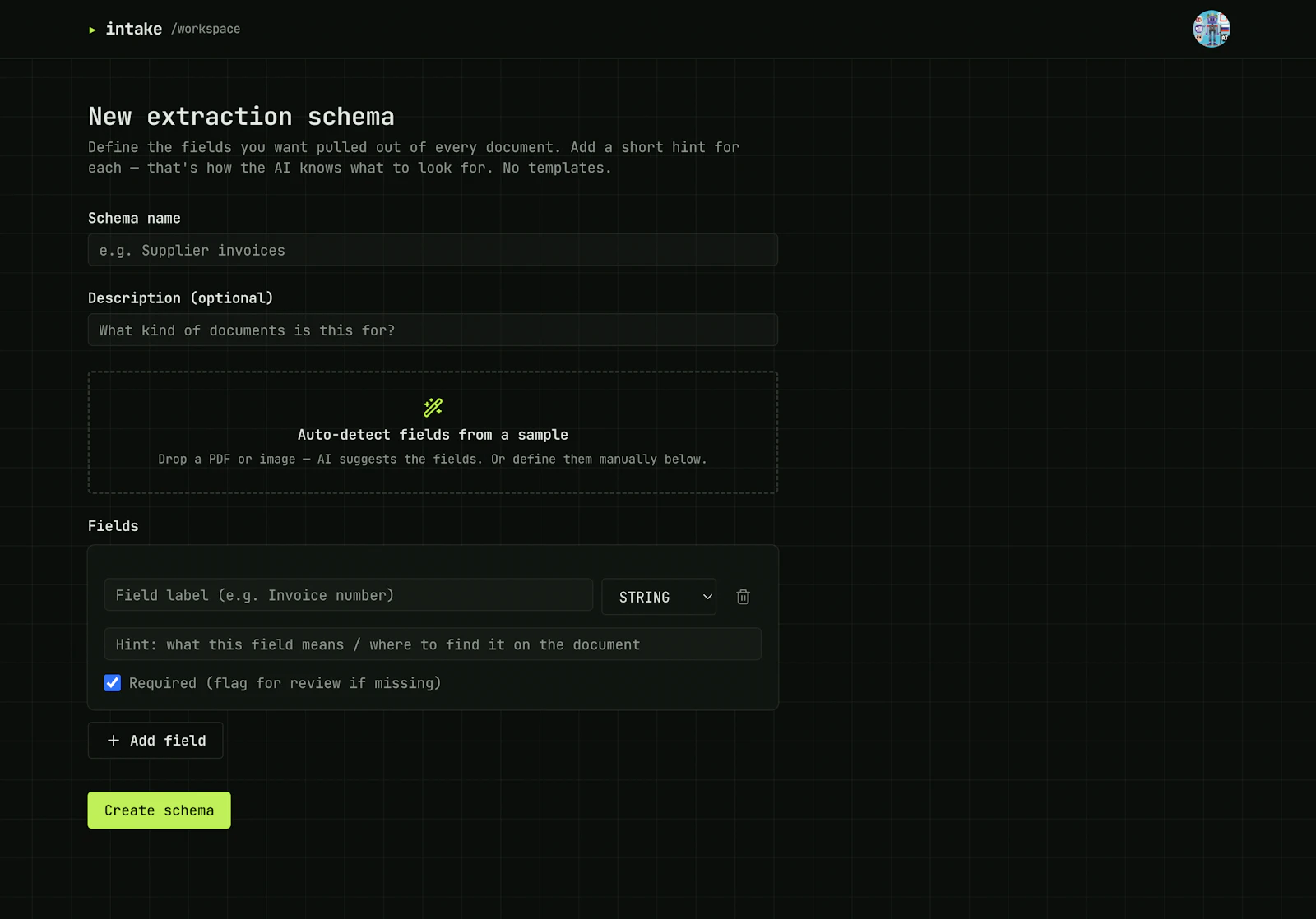 Intake screenshot 2