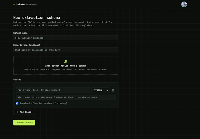 Intake screenshot 2