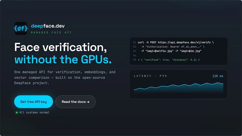 deepface.dev screenshot 1 (video preview)