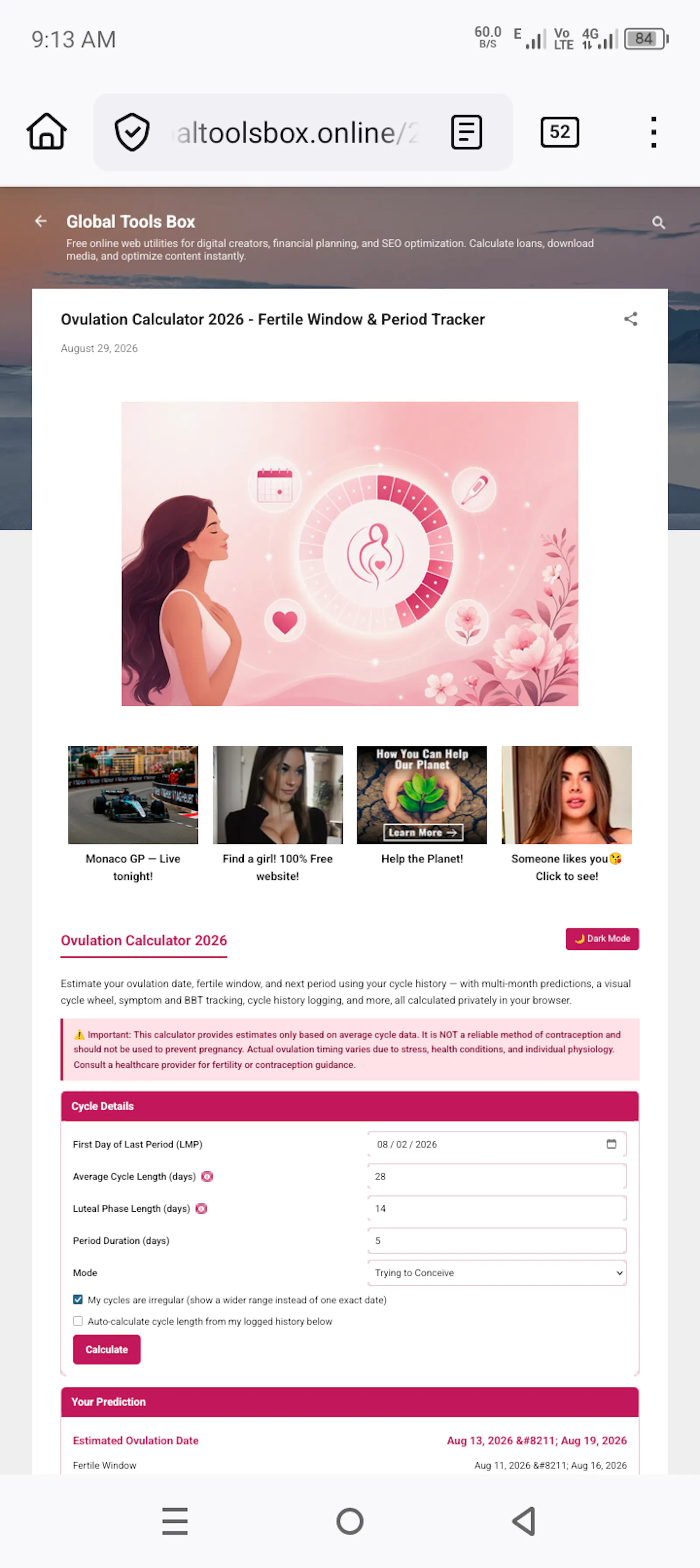 Ovulation Calculator  screenshot 1