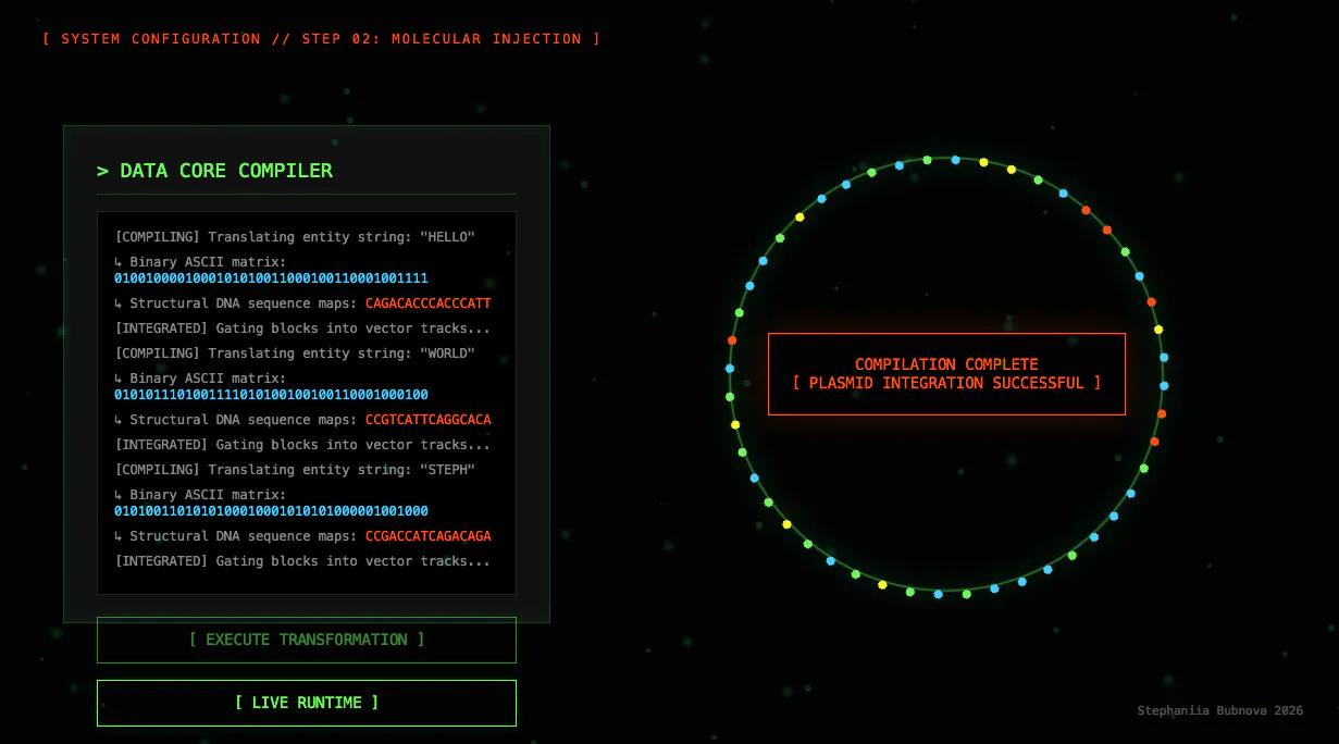 CELL//BIOLOGICAL DATA STORAGE SIMULATOR  gallery image