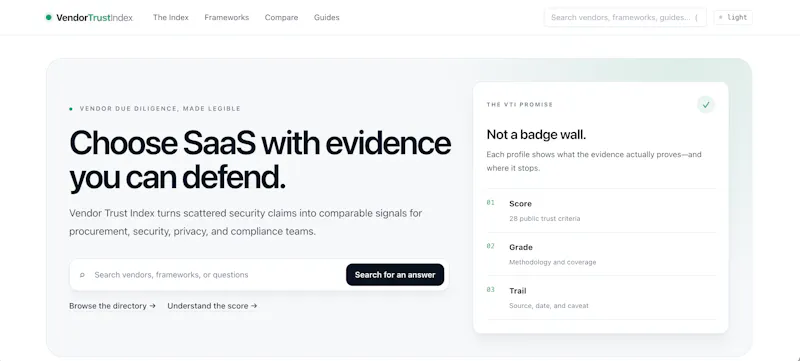 Vendor Trust Index screenshot 2