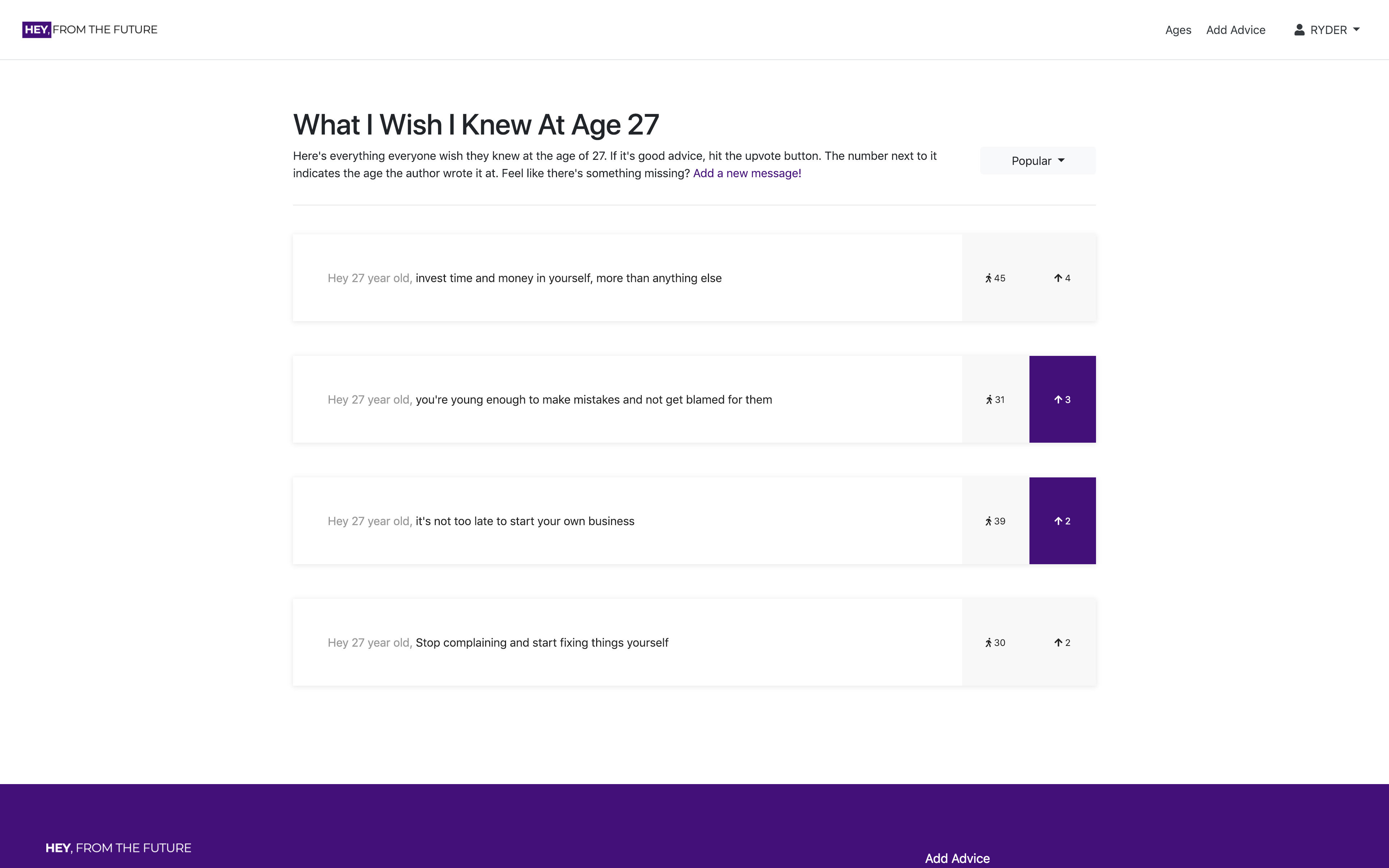 Hey From The Future - Advice people wish they had at your age | Product Hunt
