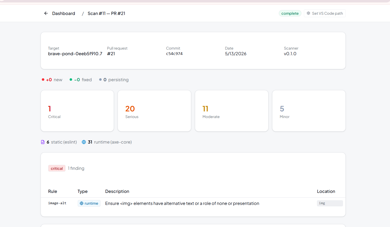 FrontPR — Accessibility scanner gallery image