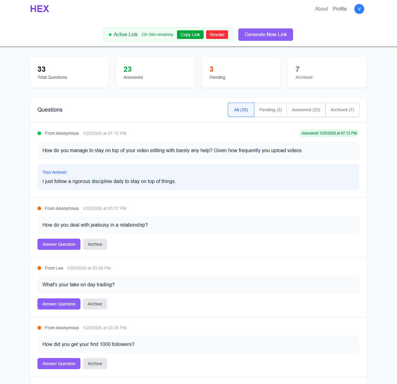 HEX - Main product screenshot demonstrating key features and user interface