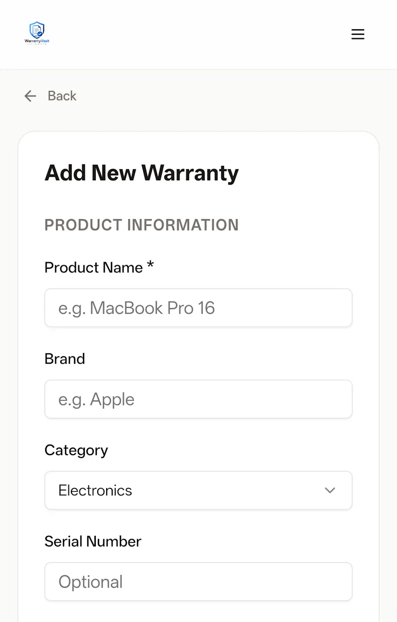 WarrantyVault screenshot 2