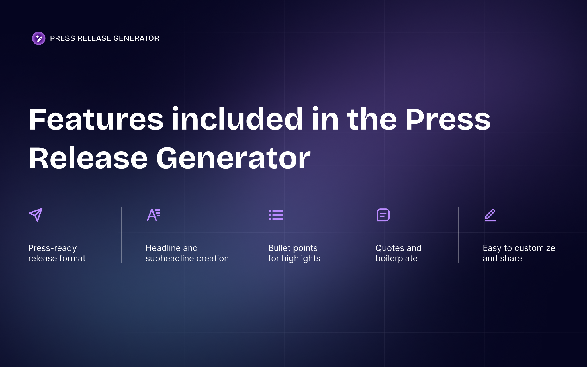 Press Release Generator - Screenshot 3 showing product features and functionality