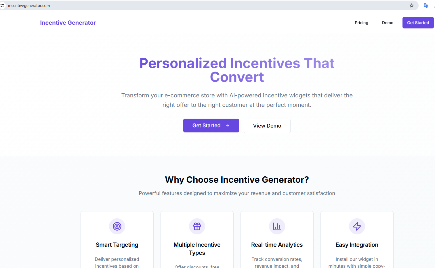 Incentive Generator - Main product screenshot demonstrating key features and user interface