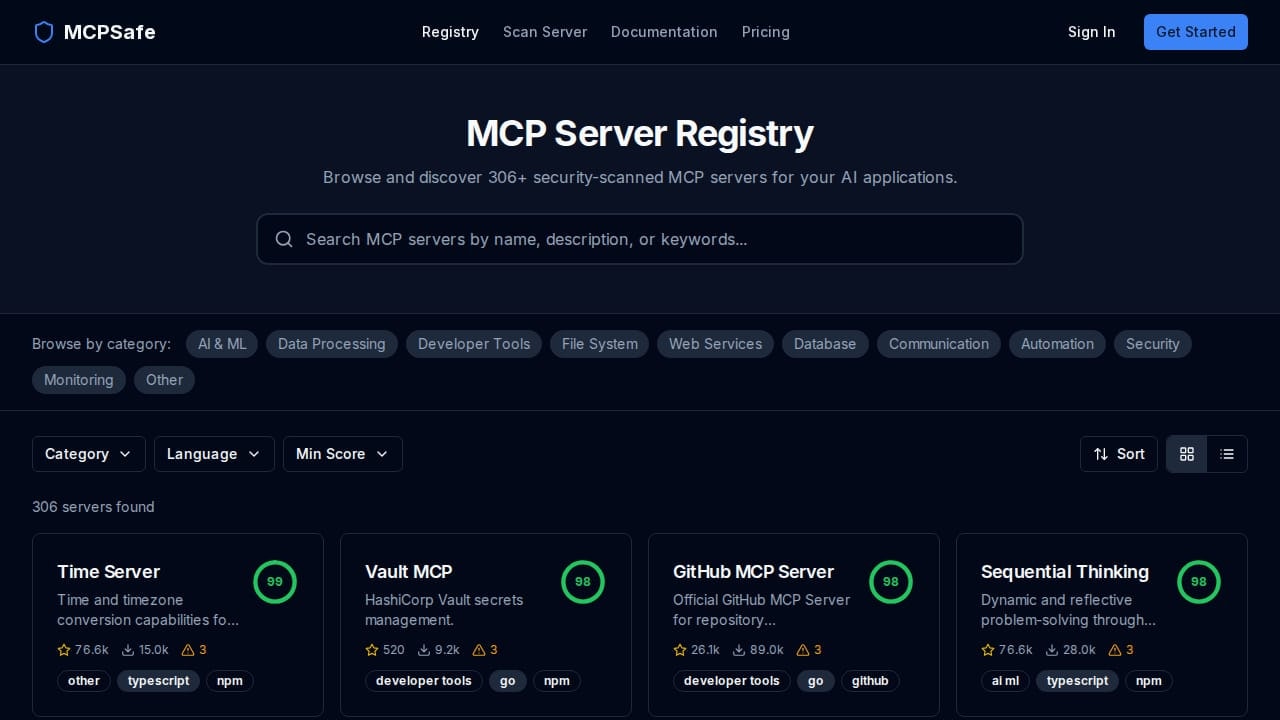 MCPSafe - Screenshot 2 showing product features and functionality