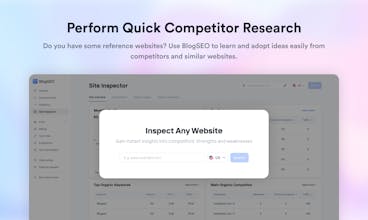 Ein Bild, das die Wettbewerbsanalyse-Funktion in der BlogSEO AI-App zeigt, ermöglicht es den Benutzern, Erkenntnisse zu gewinnen und sich gegenüber Konkurrenten abzuheben.