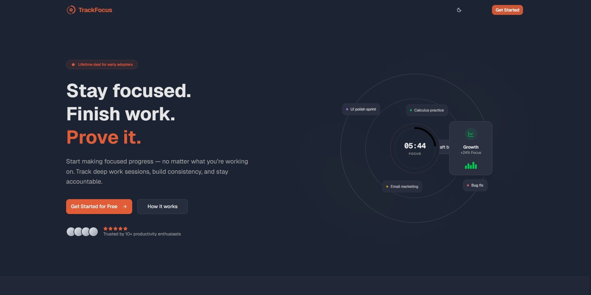 TrackFocus - Main product screenshot demonstrating key features and user interface