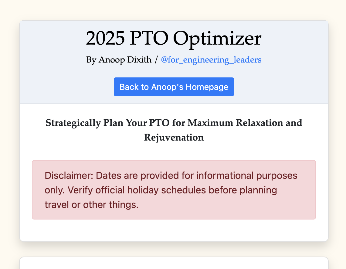 Mídia 2 de 2025 Otimizador da PTO - Planeje estrategicamente sua PTO para o máximo de relaxamento estendido
