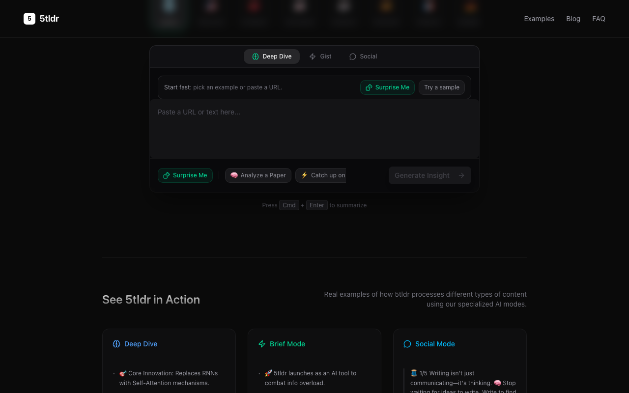 5tldr - Screenshot 3 showing product features and functionality
